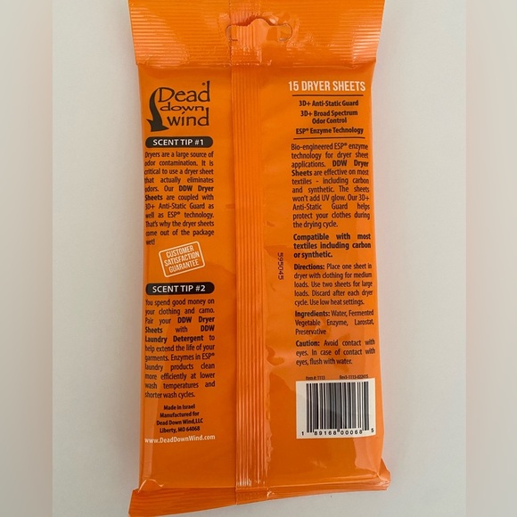 Dead Down Wind 3D+ Broad Spectrum Odor Control Dryer Sheets - Picture 4 of 4